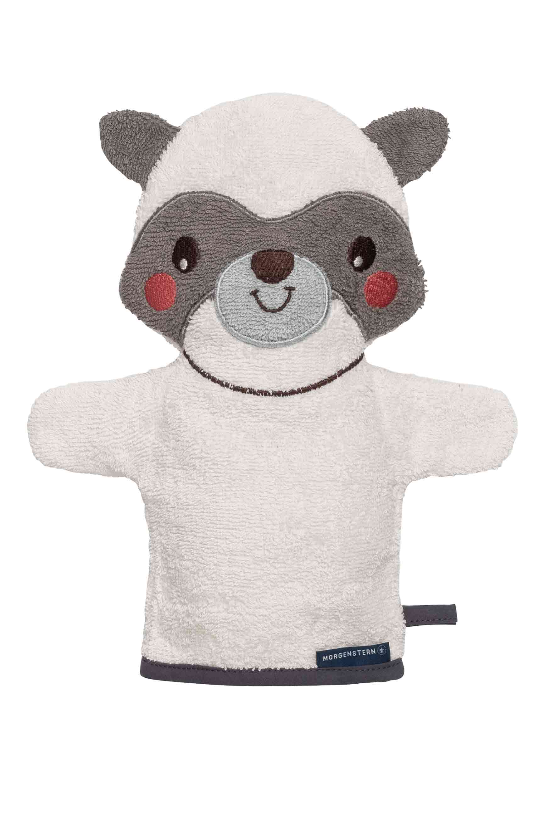 Figur-Waschhandschuh, reine Bio-Baumwolle, Waschbär, natur Figur-Waschhandschuh, reine Bio-Baumwolle, Waschbär, natur