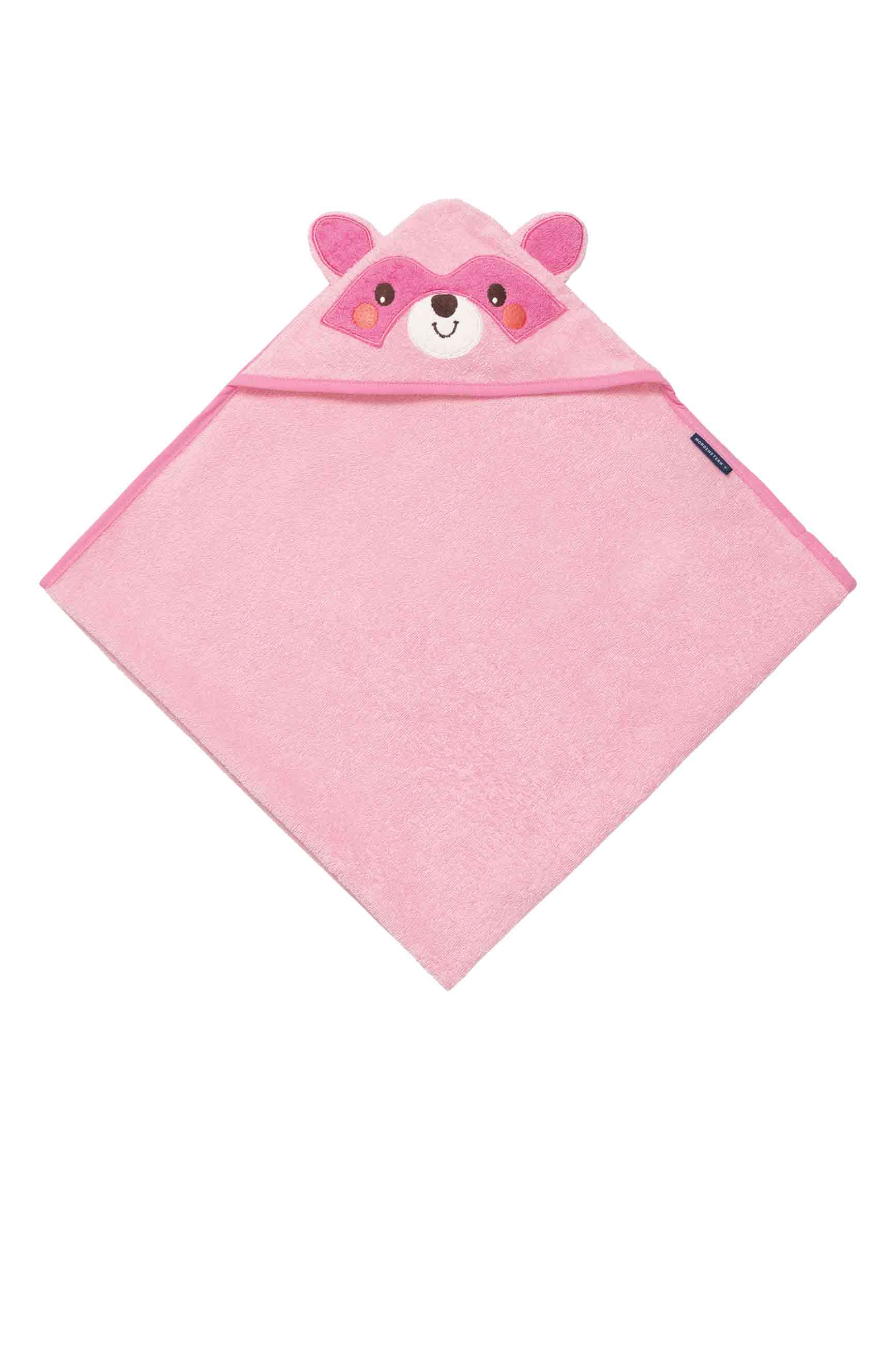 Morgenstern Kapuzenhandtuch, reine Bio-Baumwolle, Waschbär, rosa Morgenstern Kapuzenhandtuch, reine Bio-Baumwolle, Waschbär, rosa